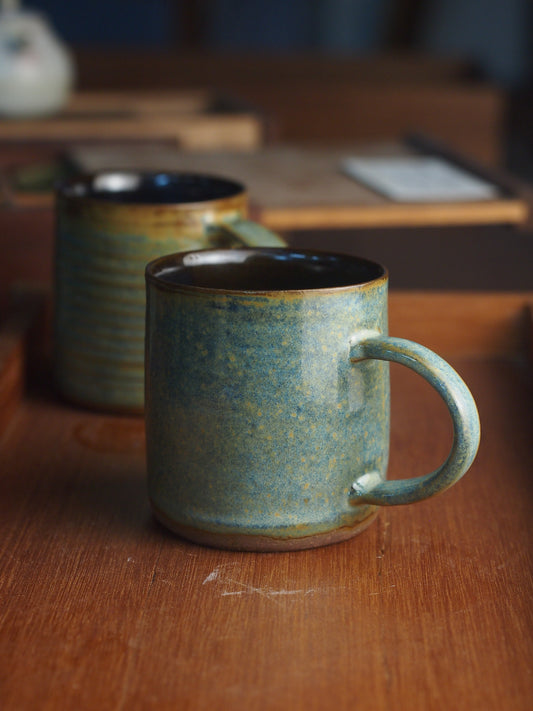 Wheel thrown handmade and glazed mid-fire stoneware ceramic coffee, latte mug made in KL, Malaysia. Shipping to Singapore available.