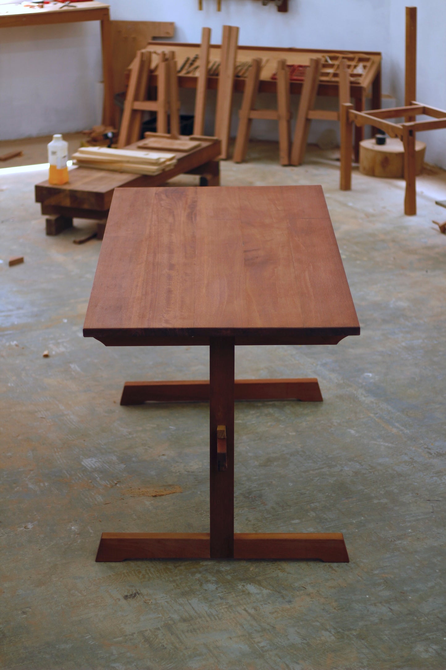 Real wood designer dining trestle table for new homeowners and apartments in KL, Malaysia. Sustainably sourced and made. Custom size and colour available. Shipping to Singapore available.