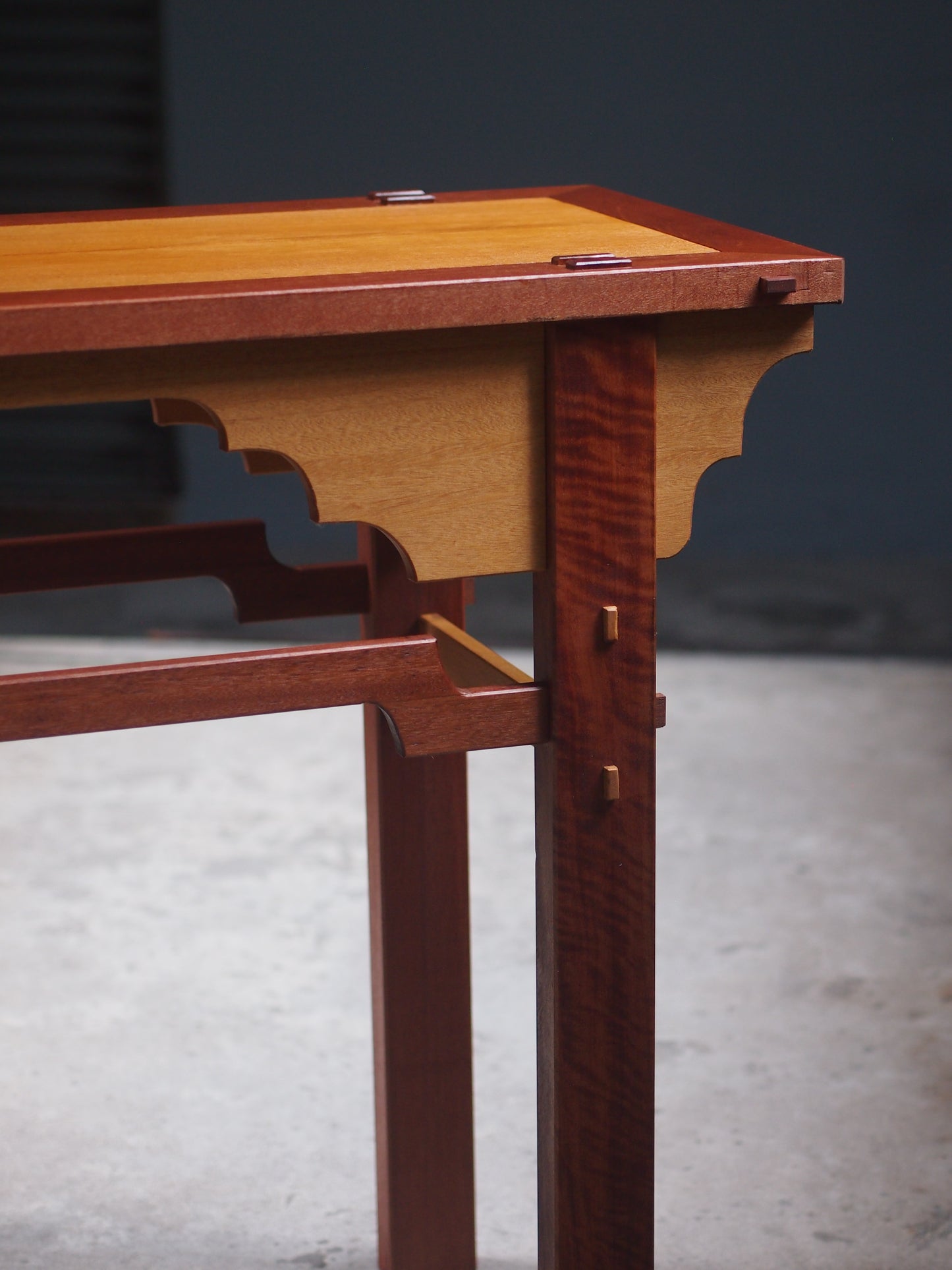 Real wood designer console table handmade and designed in Malaysia, KL. Perfect for apartment landing areas and front entrance shrines. Shipping to Singapore available.