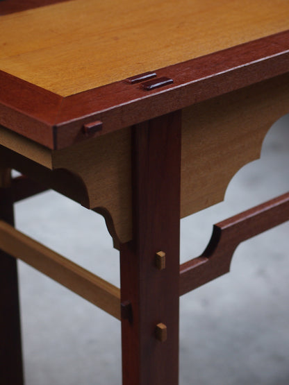 Real wood designer console table handmade and designed in Malaysia, KL. Perfect for apartment landing areas and front entrance shrines. Shipping to Singapore available.