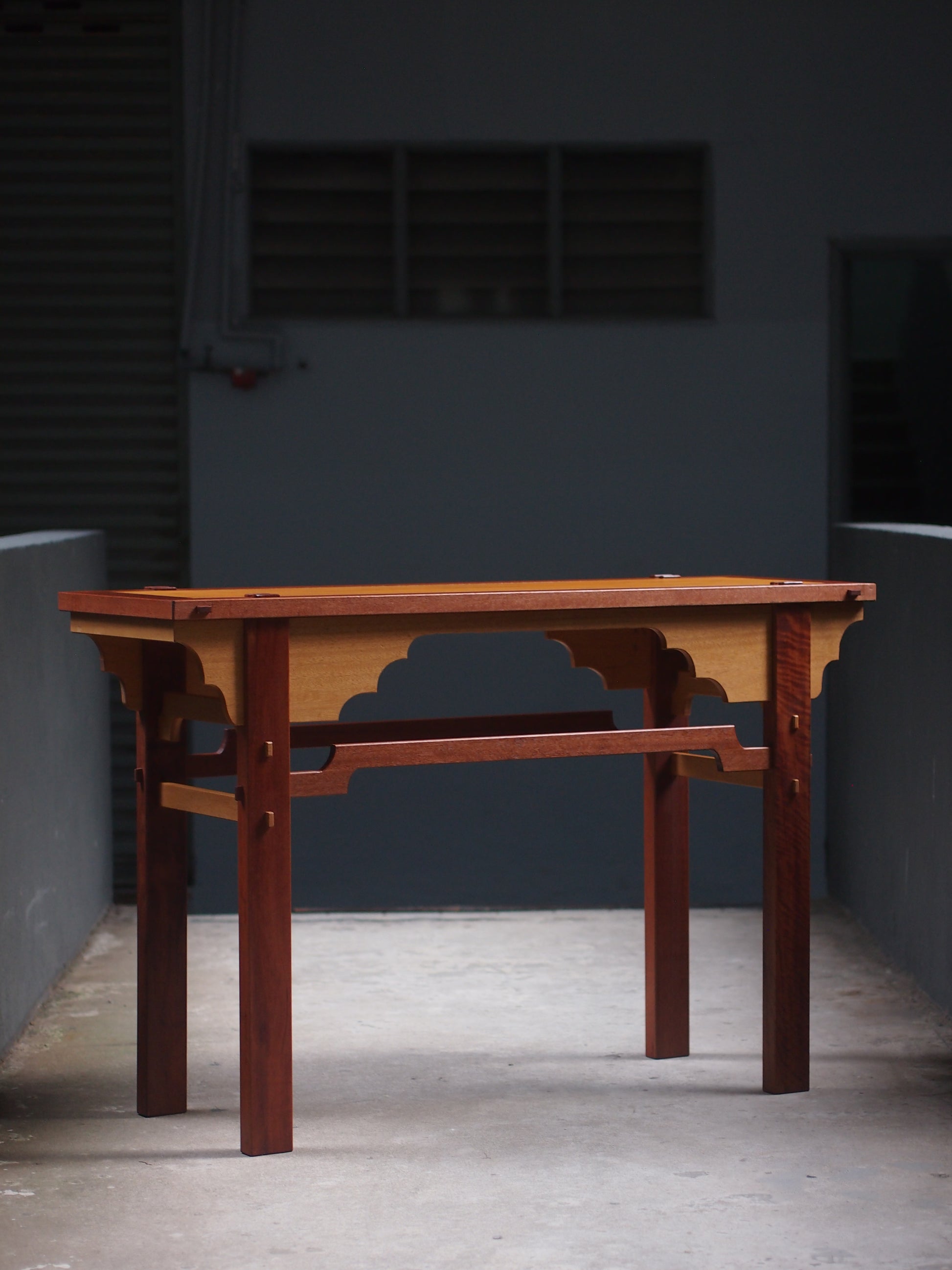 Real wood designer console table handmade and designed in Malaysia, KL. Shipping to Singapore available.