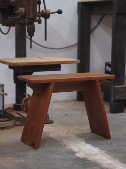 Real wood stool for apartment landings, cafe seating areas, and garden, waterproof, weatherproofed, naturally finished.  KL, Malaysia.