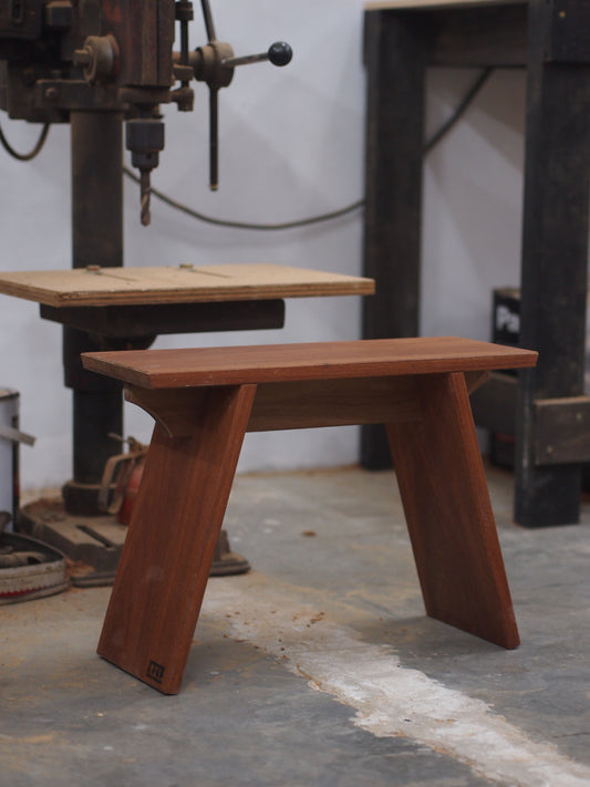 Real wood stool for apartment landings, cafe seating areas, and garden, waterproof, weatherproofed, naturally finished.  KL, Malaysia.