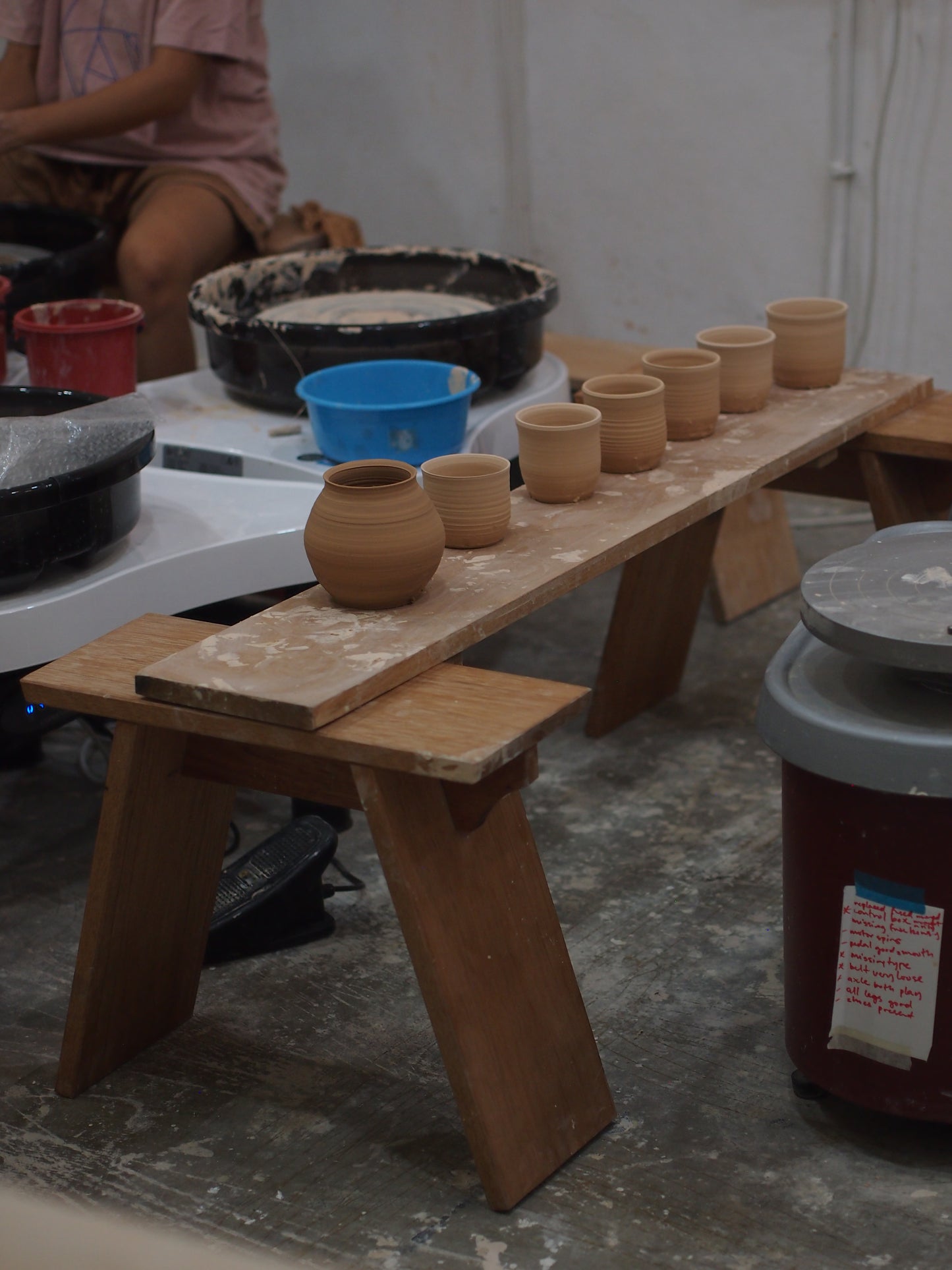 Real wood stool for apartment landings, cafe seating areas, and garden, waterproof, weatherproofed, naturally finished.  KL, Malaysia.