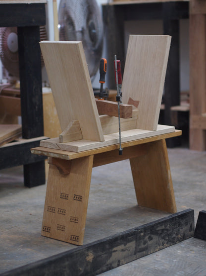 Real wood stool for apartment landings, cafe seating areas, and garden, waterproof, weatherproofed, naturally finished.  KL, Malaysia.